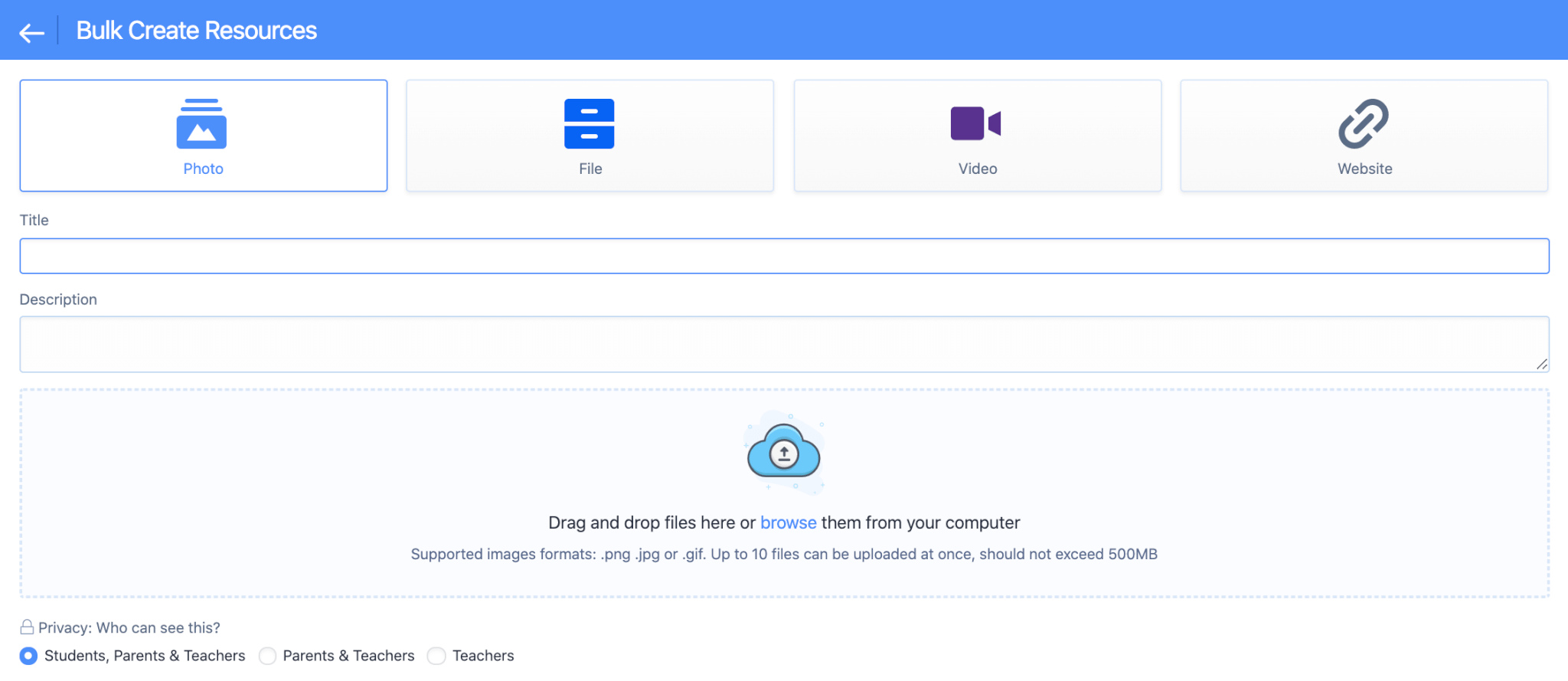 Bulk Upload