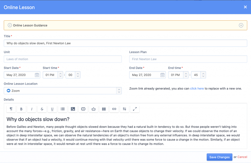 New Online Lessons feature allows teachers and students to switch between different learning modes seamlessly.
