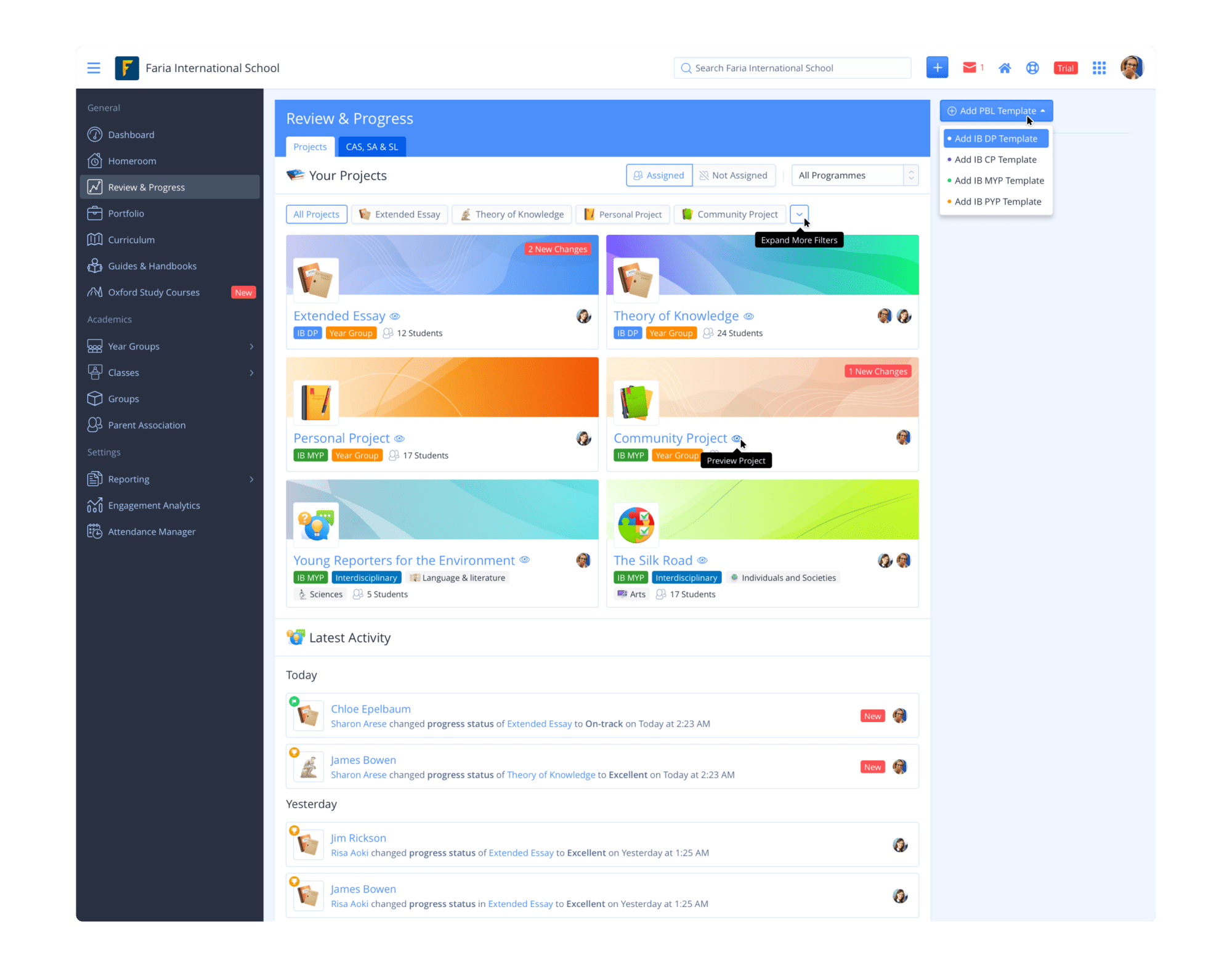 MYP Review & Progress