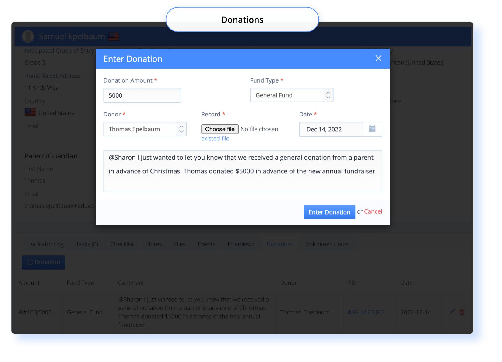 Volunteer Hours and Donations