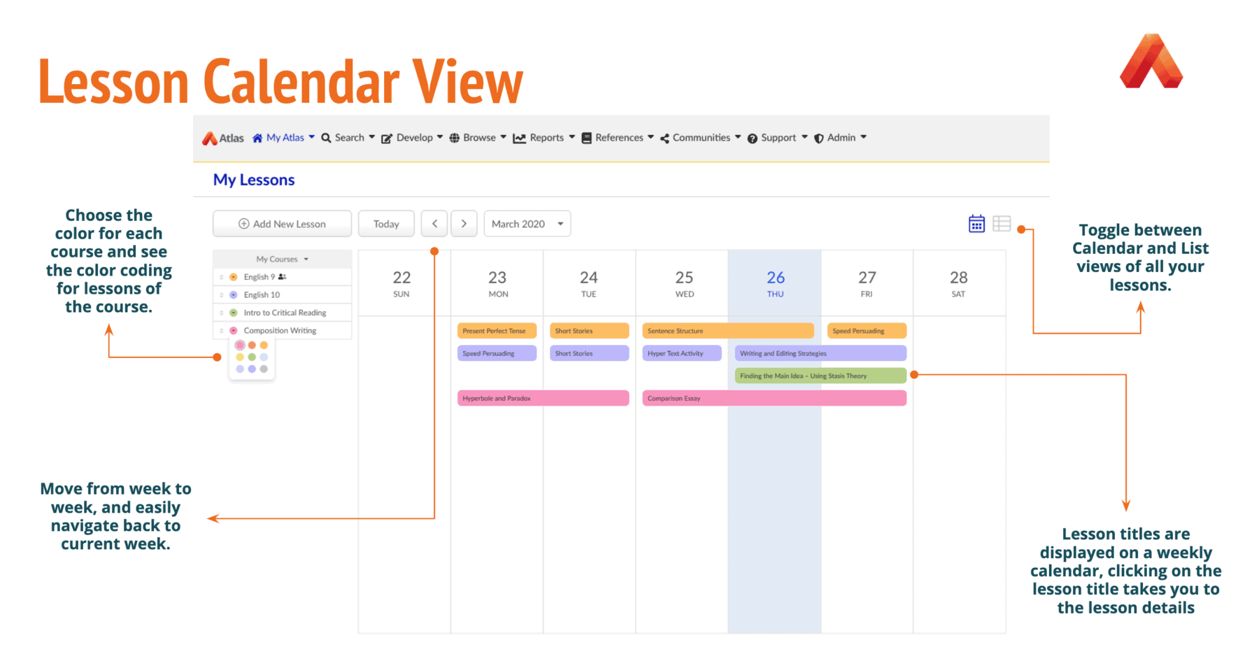 Lesson Calendar View